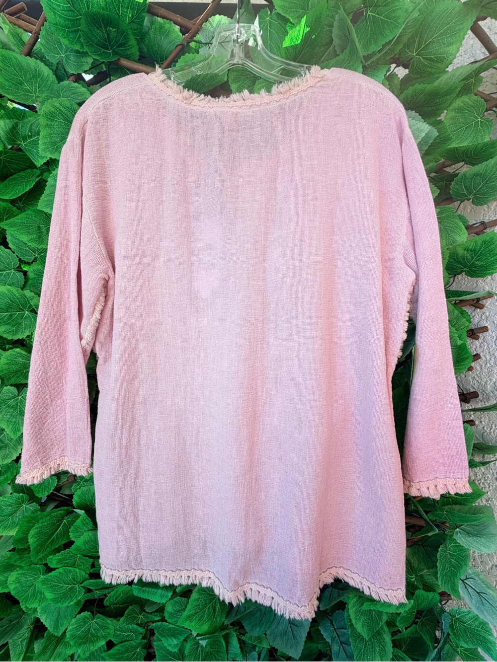 Tempo Paris Blush Pink Fringed Tunic Top - Picture 2 of 8